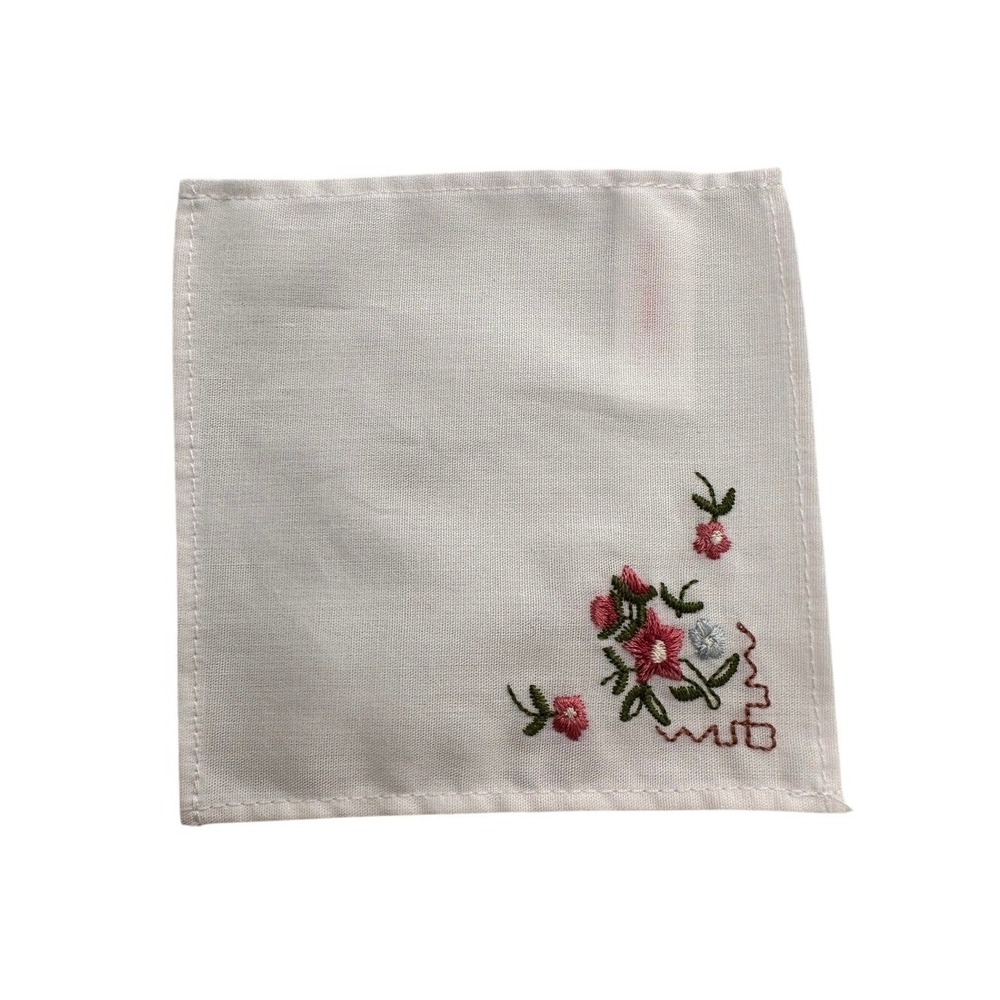 American Girl Doll White Floral Embroidered Handkerchief Accessory Miniature